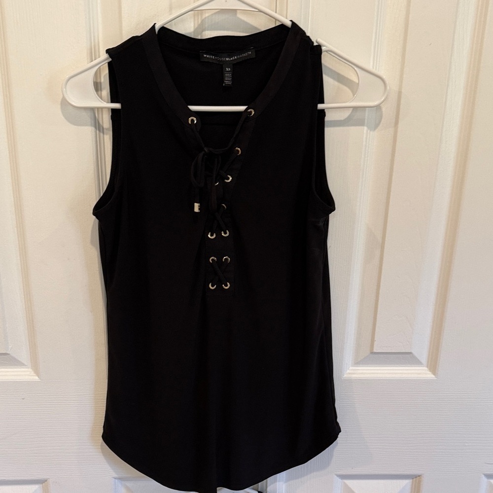 White House Black Market Black Lace-Up Tank Top